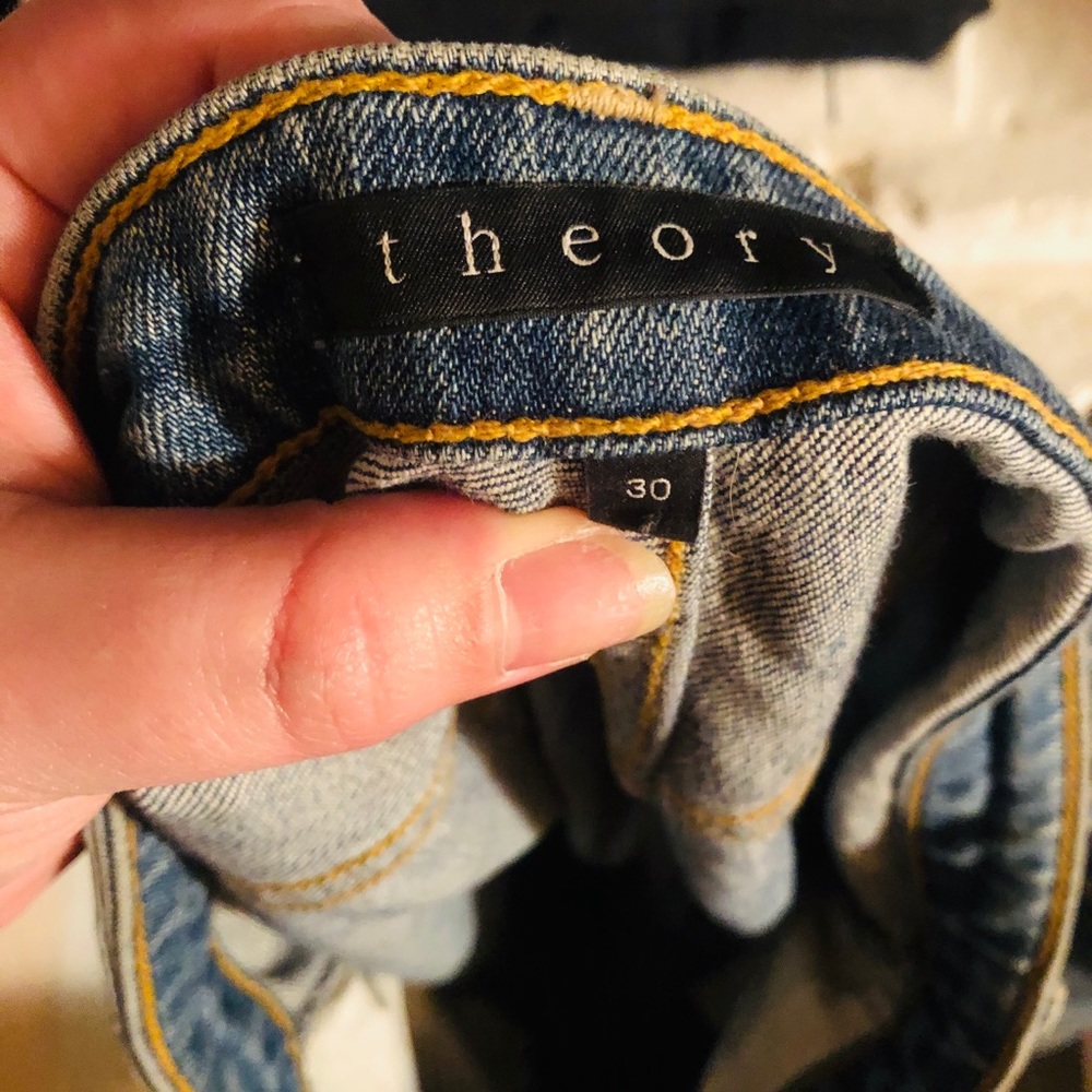 Theory light wash skinny jeans